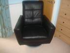 Black Leather DFS Swivel Arm Chair